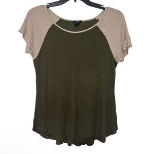 Rue21 Raglan Cap Sleeve Tee Y2K Green Tan - Size XL